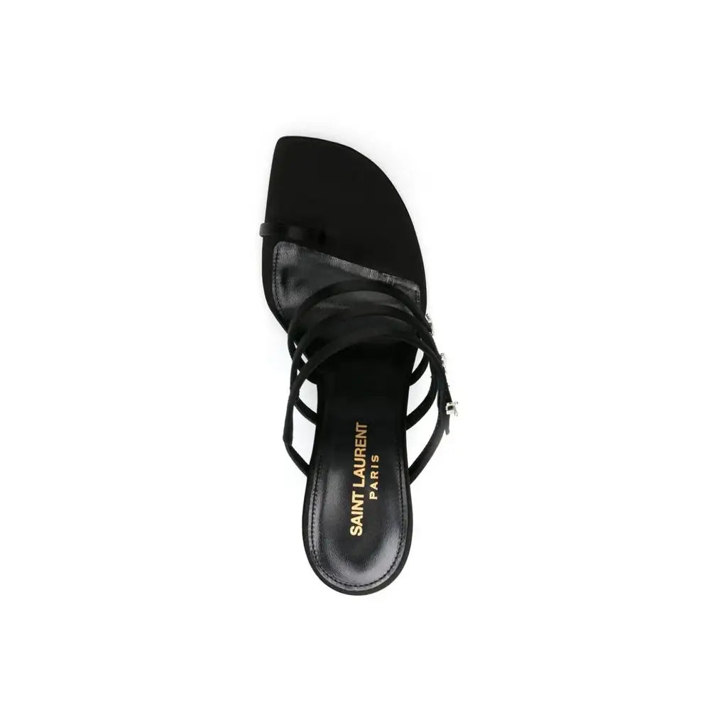 Saint Laurent Schwarze Stilettosandalen aus Seide - EU36.5/US6.5