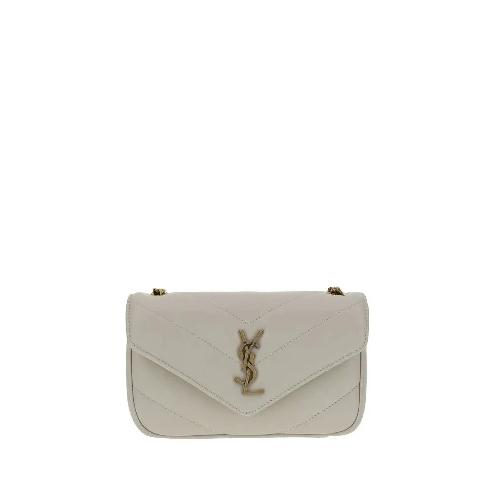 Saint Laurent Weiße Lammleder Schultertasche Ovis Aries Aries