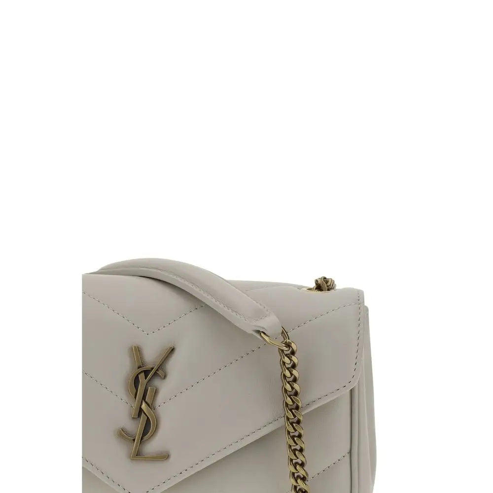 Saint Laurent Weiße Lammleder Schultertasche Ovis Aries Aries