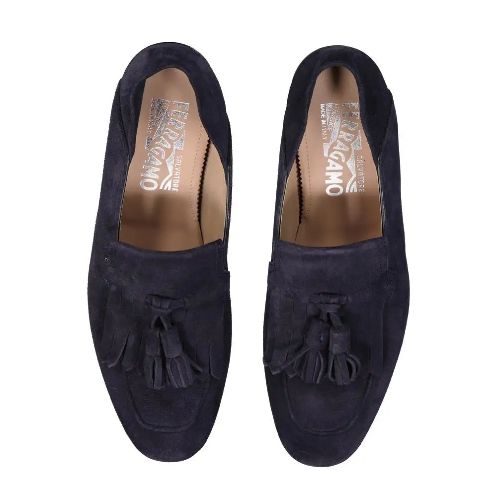 Salvatore Ferragamo Blaue Kalbsleder-Slipper - EU39.5/US6.5
