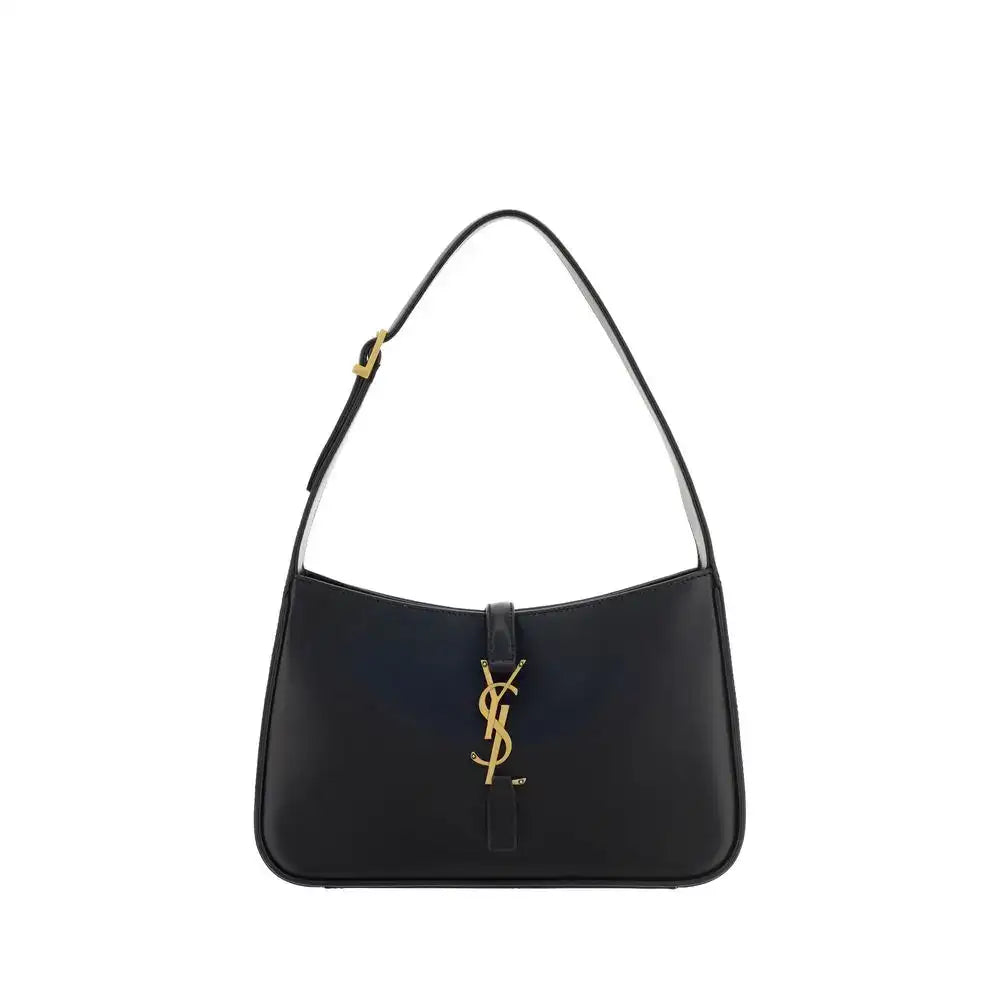 Saint Laurent Schwarze Kalbshaut Bos Taurus Schultertasche