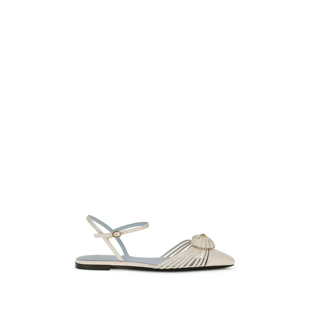 Valentino Garavani Beige Calf Leather Bos Taurus Flat Sandals - EU36.5/US6.5