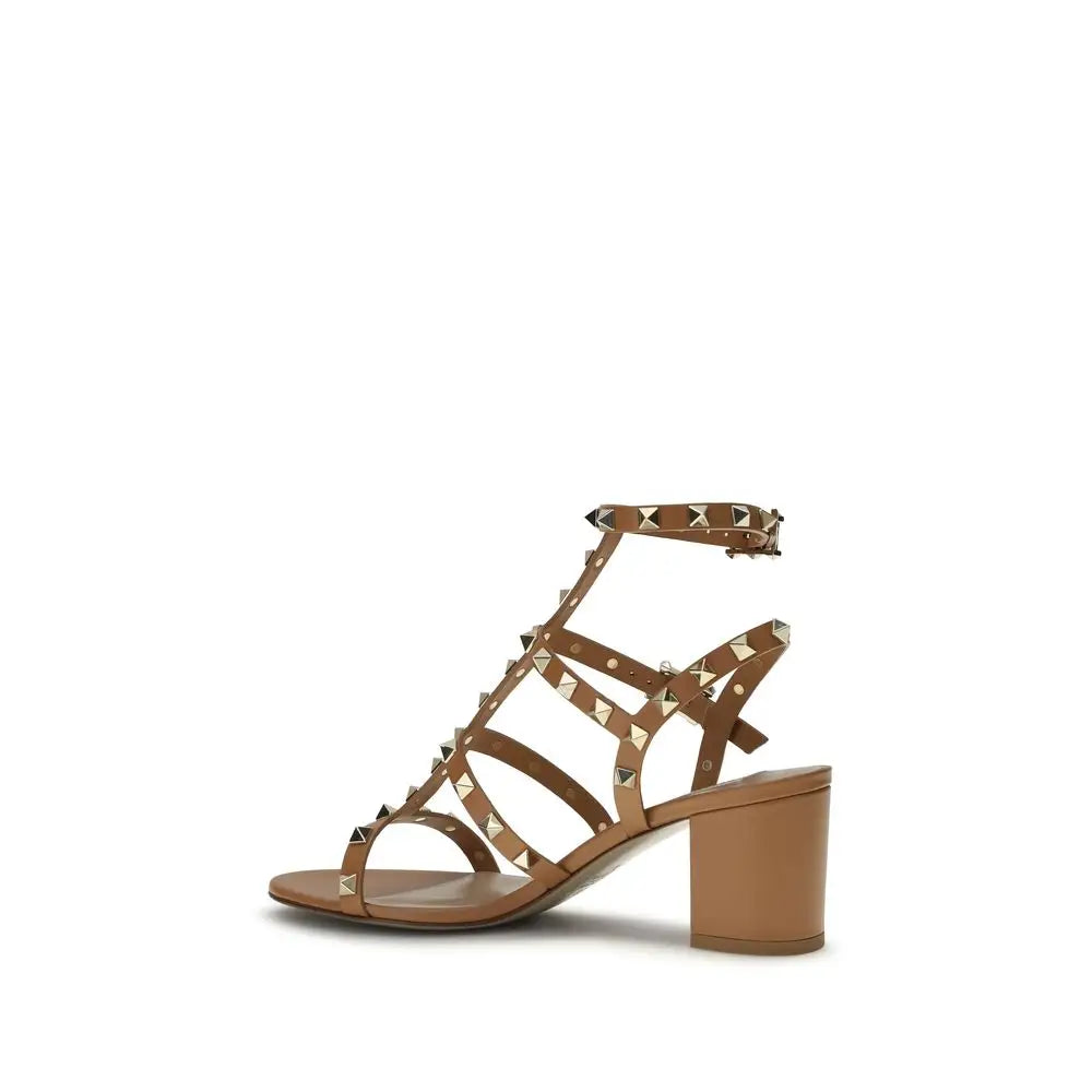 Valentino Garavani Beige Calf Leather Bos Taurus Riemen-Sandalen