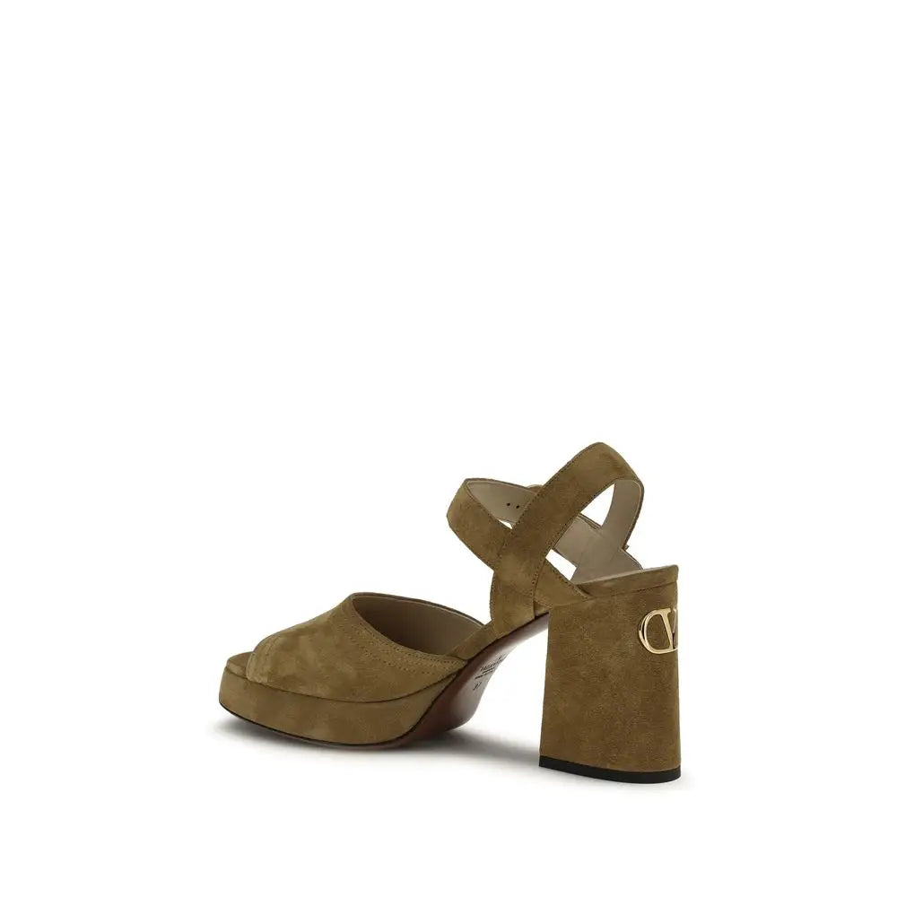 Valentino Garavani Beige Kalbsleder Bos Taurus Plateau-Sandalen
