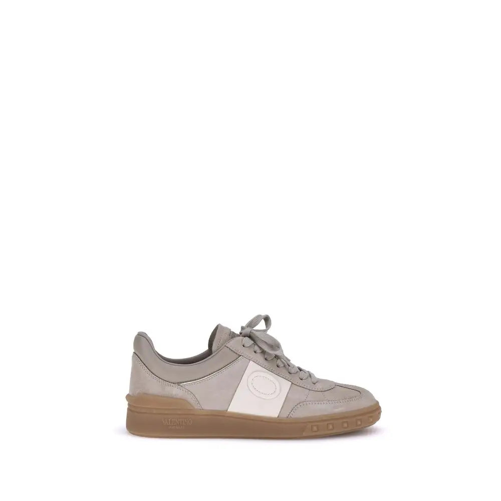 Valentino Garavani Beigefarbene Kalbshaut Bos Taurus Sneakers mit niedrigem Schaft