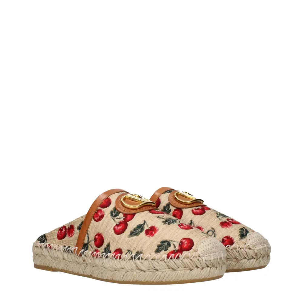 Valentino Garavani Beigefarbene Raffia-Pantoffeln - EU37/US7