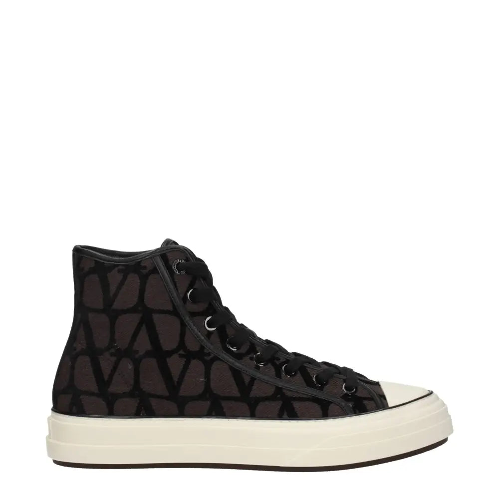 Valentino Garavani Braune High-Top-Sneaker aus Stoff - EU45/US12