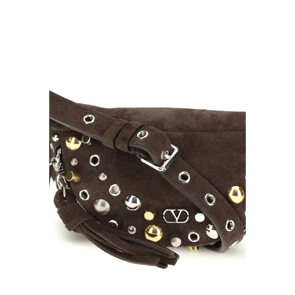 Valentino Garavani Braune Kalbsleder Bos Taurus Schultertasche