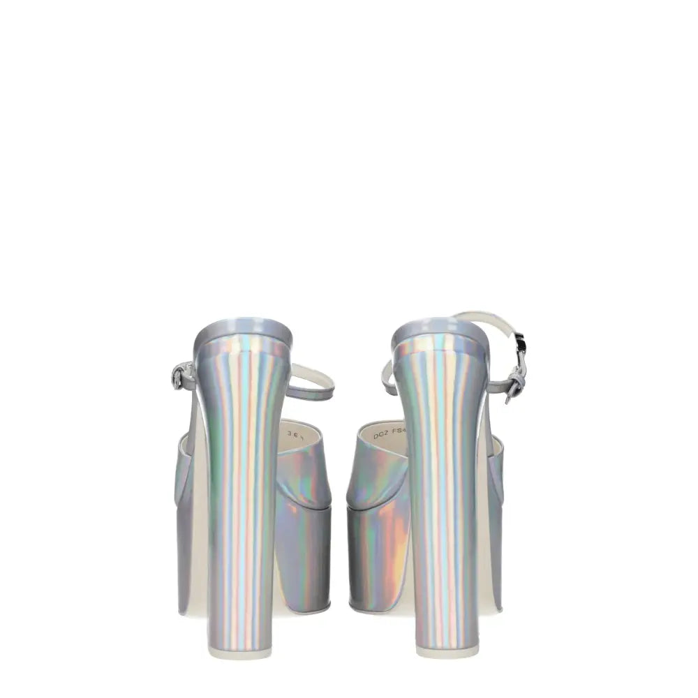 Valentino Garavani Elegante Graue Leder-Plateau-Sandalen - EU38.5/US8.5