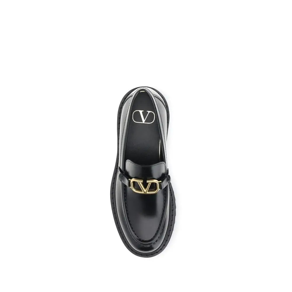 Valentino Garavani Elegante Schwarze Leder-Loafer zum Hineinschlüpfen