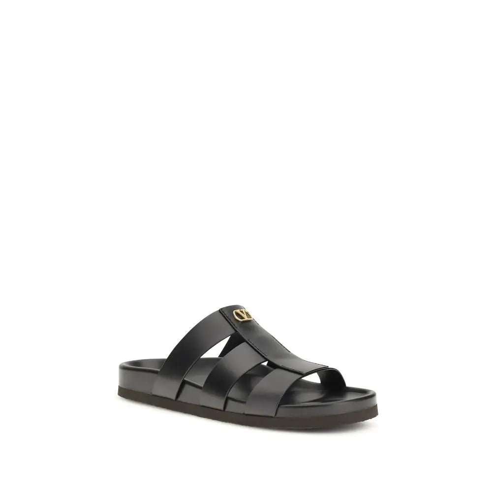 Valentino Garavani Schwarze Bos Taurus Kalbsleder-Sandalen
