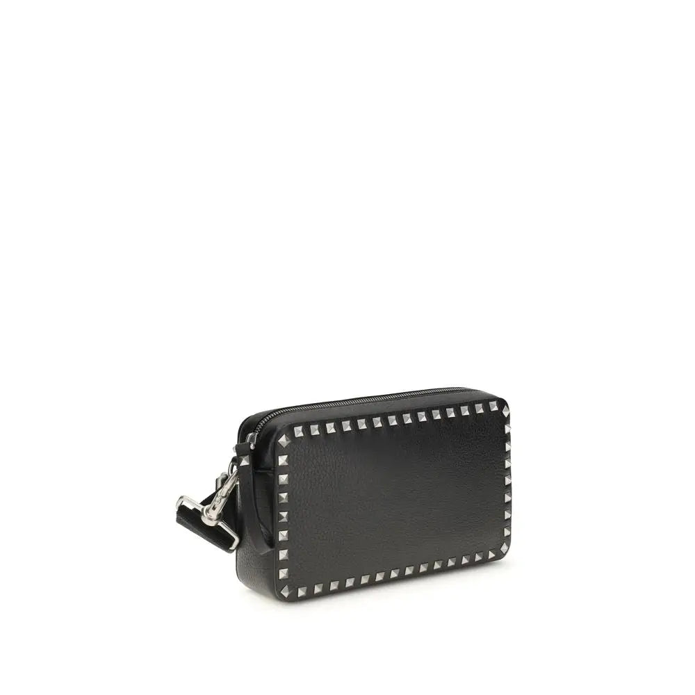 Valentino Garavani Schwarze Bos Taurus Kalbsleder Schultertasche