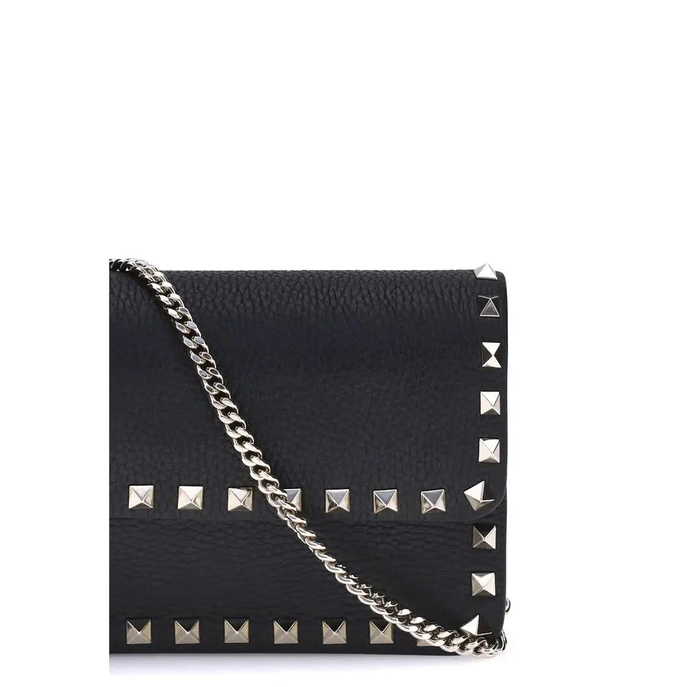 Valentino Garavani Schwarze Clutch-Tasche aus Kalbsleder Bos Taurus