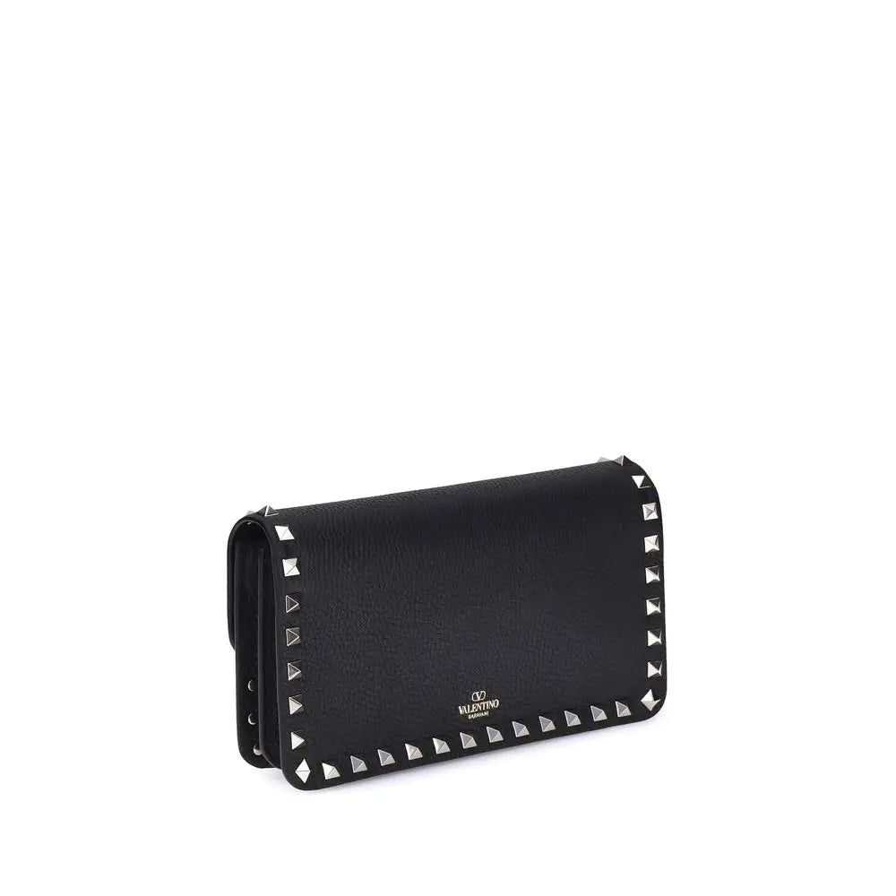 Valentino Garavani Schwarze Clutch-Tasche aus Kalbsleder Bos Taurus