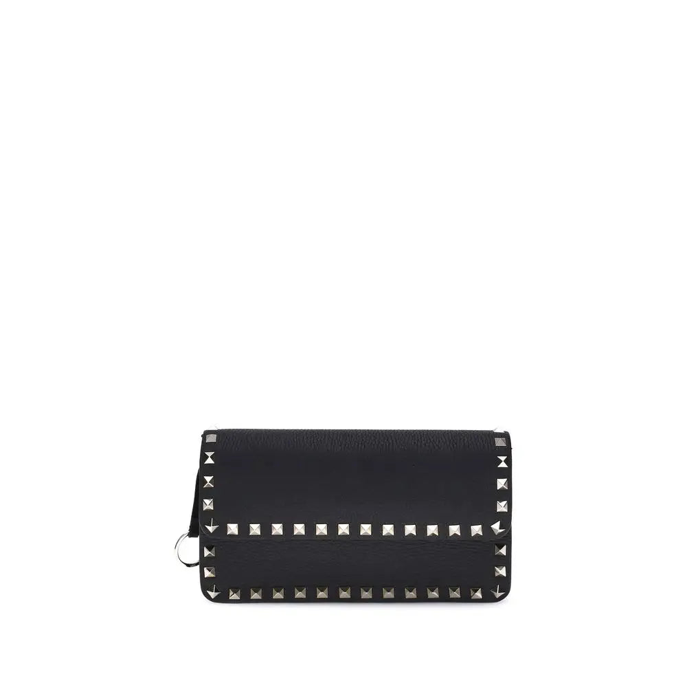 Valentino Garavani Schwarze Clutch-Tasche aus Kalbsleder Bos Taurus
