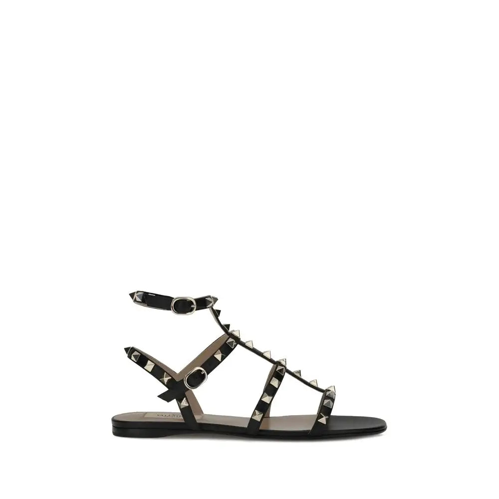 Valentino Garavani Schwarze Kalbsleder Bos Taurus Sandalen