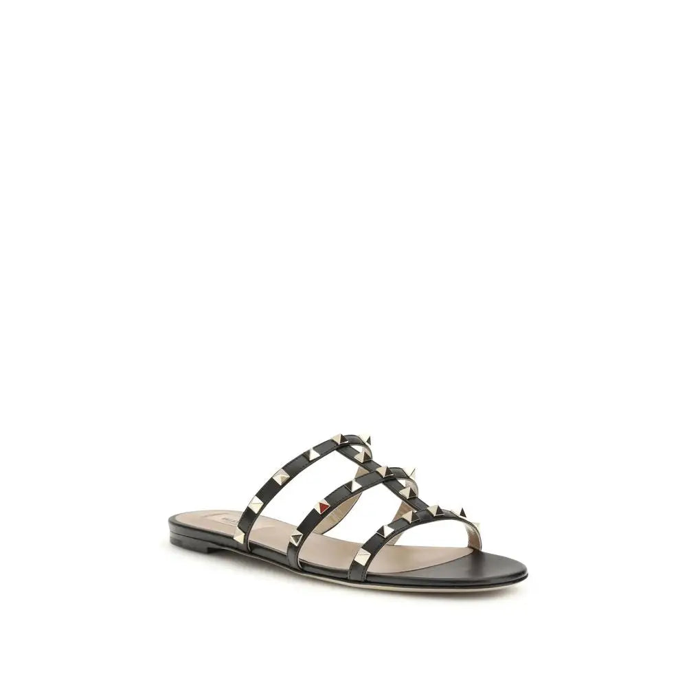 Valentino Garavani Schwarze Kalbsleder Bos Taurus Sandalen - EU36.5/US6.5