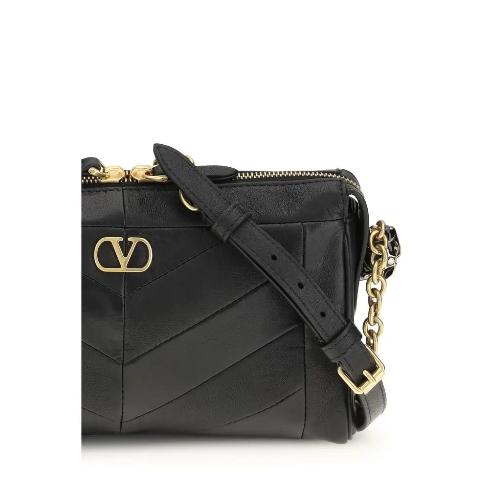 Valentino Garavani Schwarze Lammleder Schultertasche Ovis Aries Aries