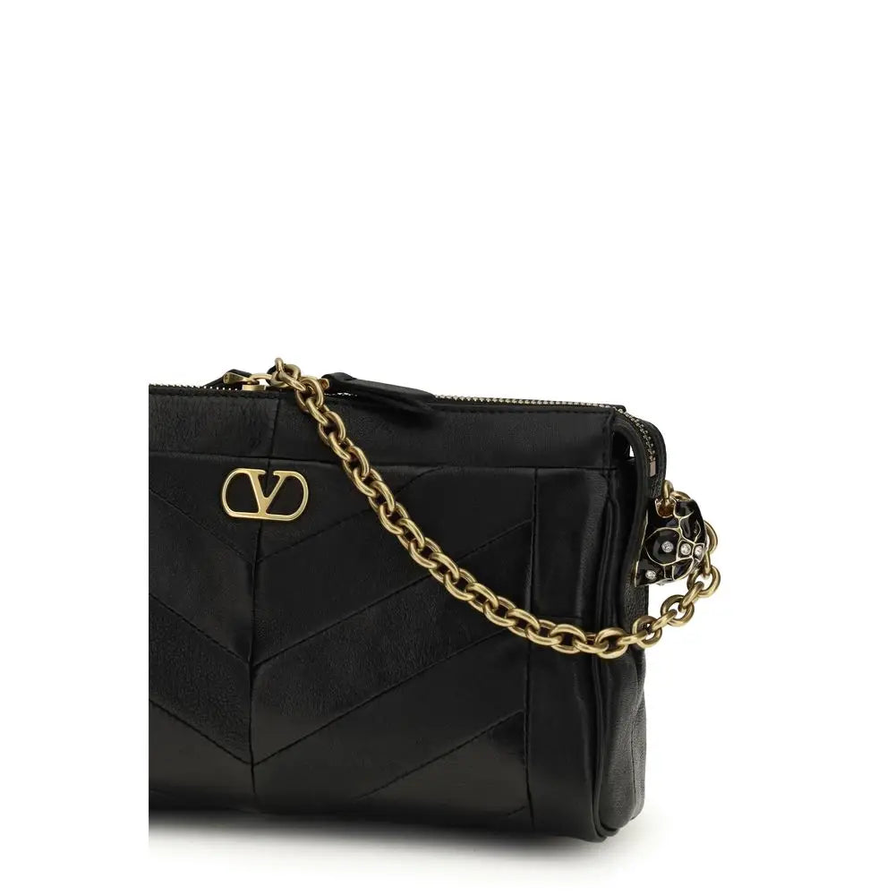 Valentino Garavani Schwarze Lammleder Schultertasche Ovis Aries Aries