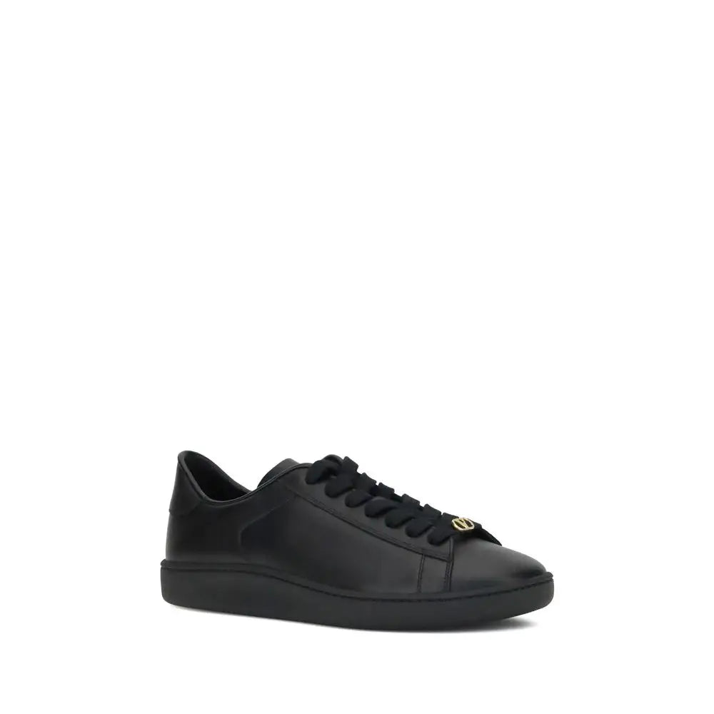 Valentino Garavani Schwarze Low-Top-Sneaker aus Kalbsleder Bos Taurus