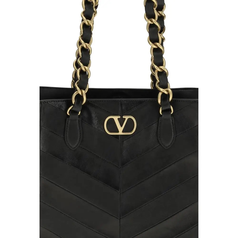 Valentino Garavani Schwarze Napa Leder / Kalbsleder Schultertasche