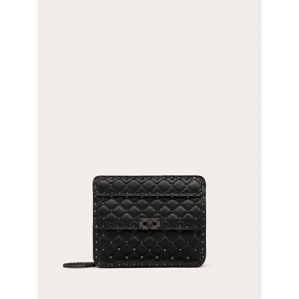 Valentino Garavani Schwarze Nappaleder Medium Rockstudt Spike Tasche