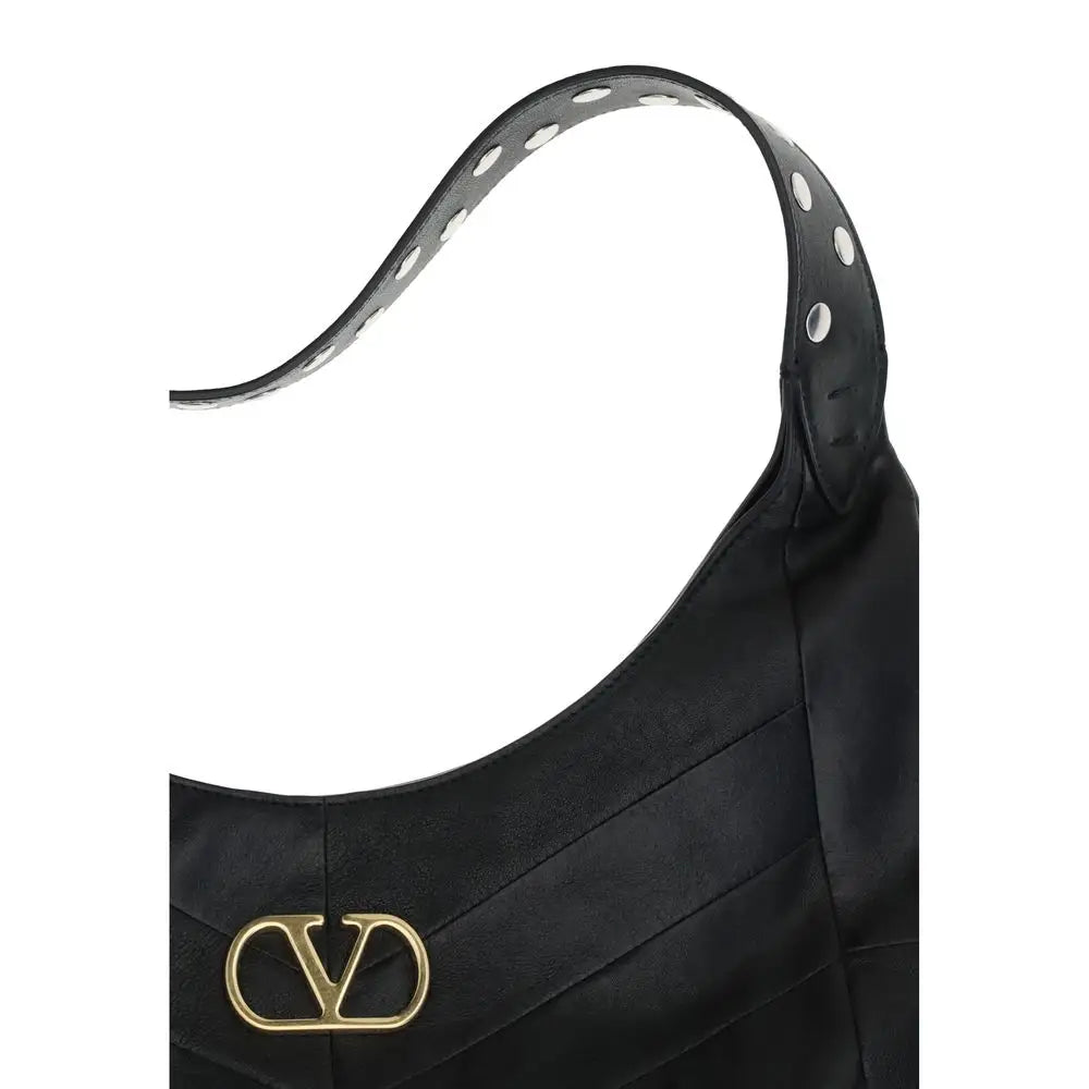 Valentino Garavani Schwarze Schultertasche aus Lammleder Ovis Aries Aries