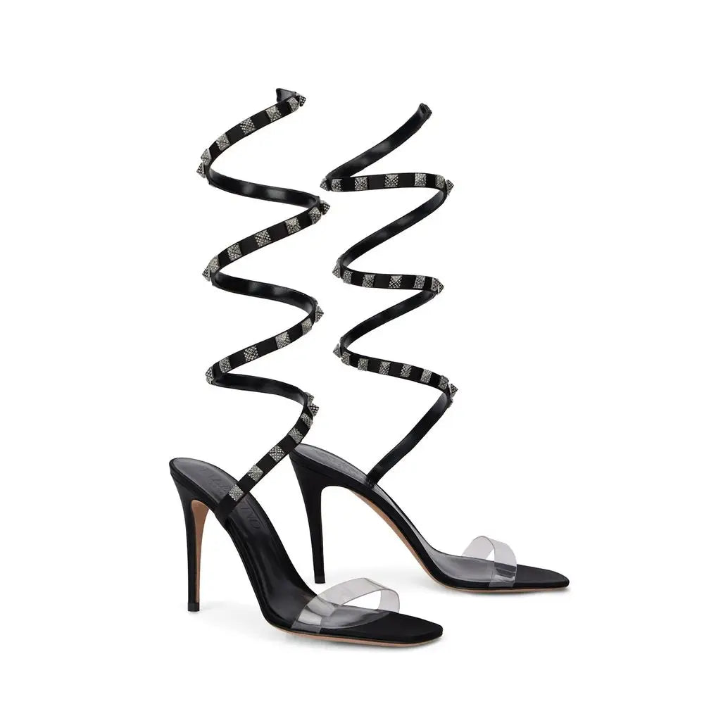 Valentino Garavani Schwarze Stilettosandalen aus Lammleder