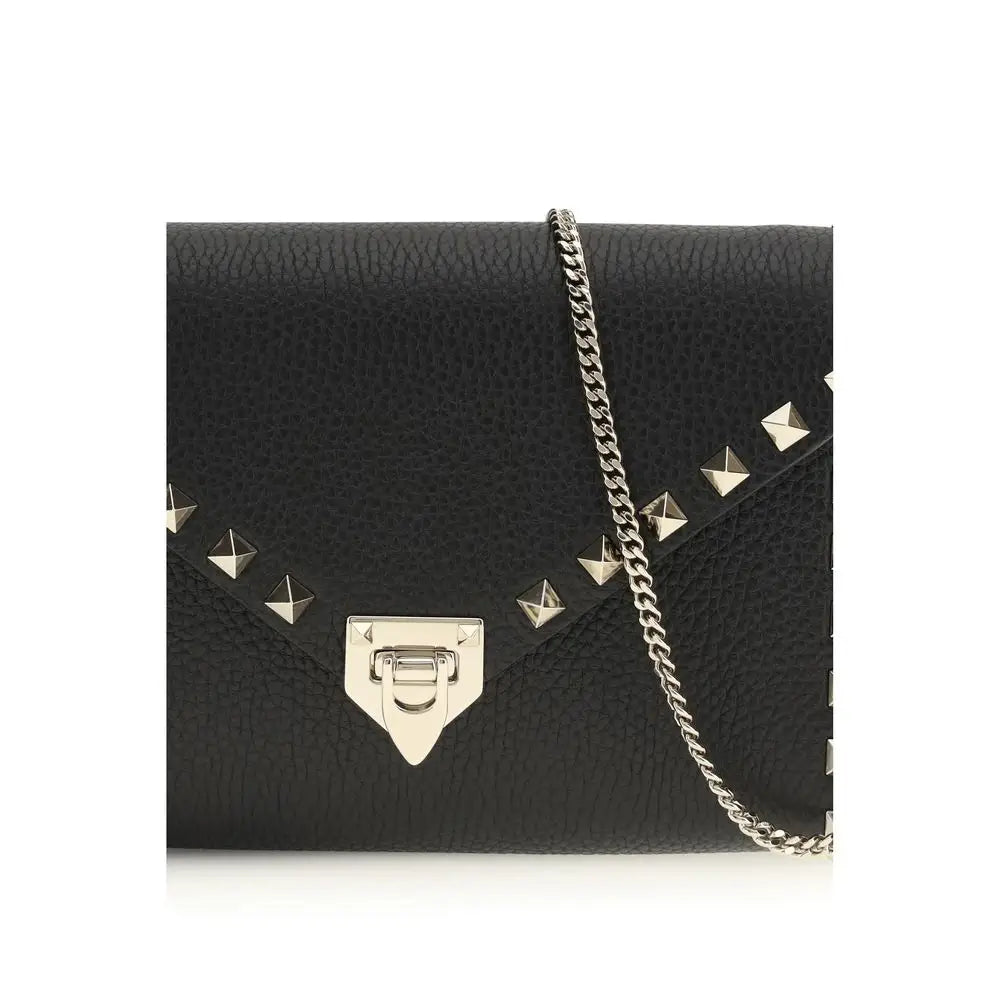 Valentino Garavani Schwarzes Kalbsleder Bos Taurus Portemonnaie