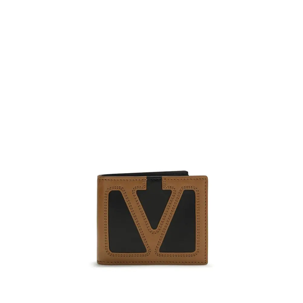 Valentino Garavani Schwarzes Kalbsleder Bos Taurus Portemonnaie