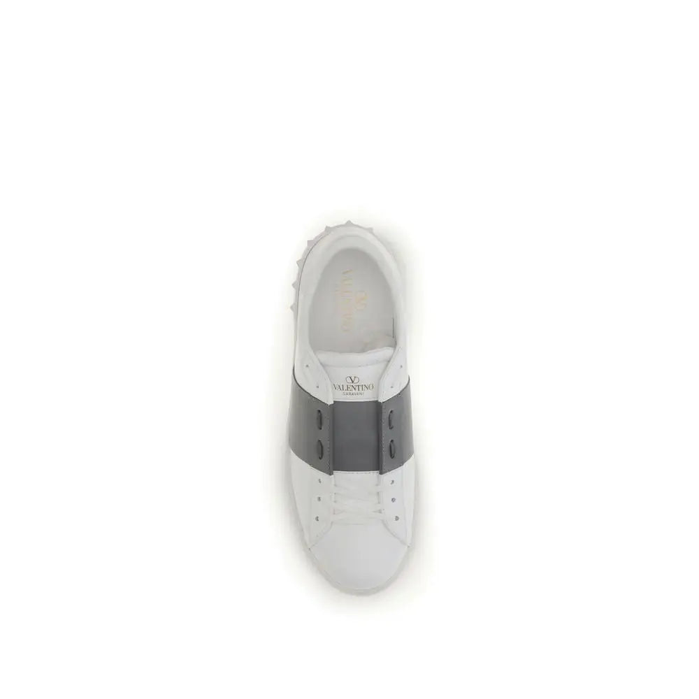 Valentino Garavani Weiße Bos Taurus Kalbsleder Low-Top-Sneaker