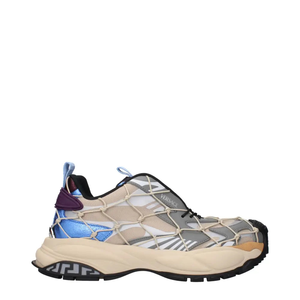 Versace Beige Stoff Turnschuhe