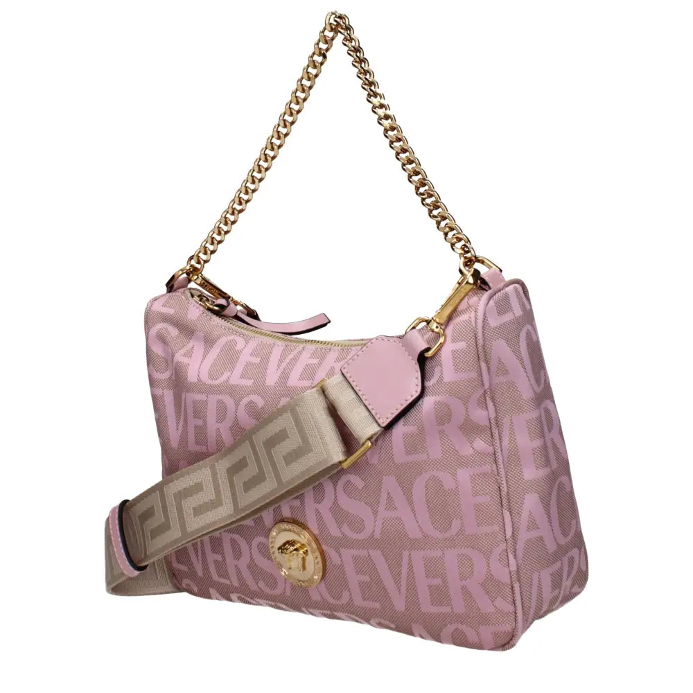 Versace Beigefarbene Stoffhandtasche