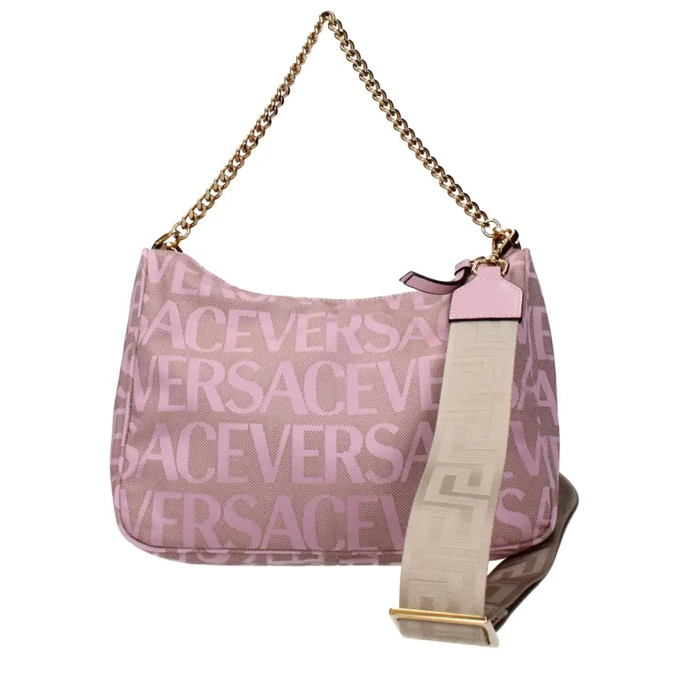 Versace Beigefarbene Stoffhandtasche