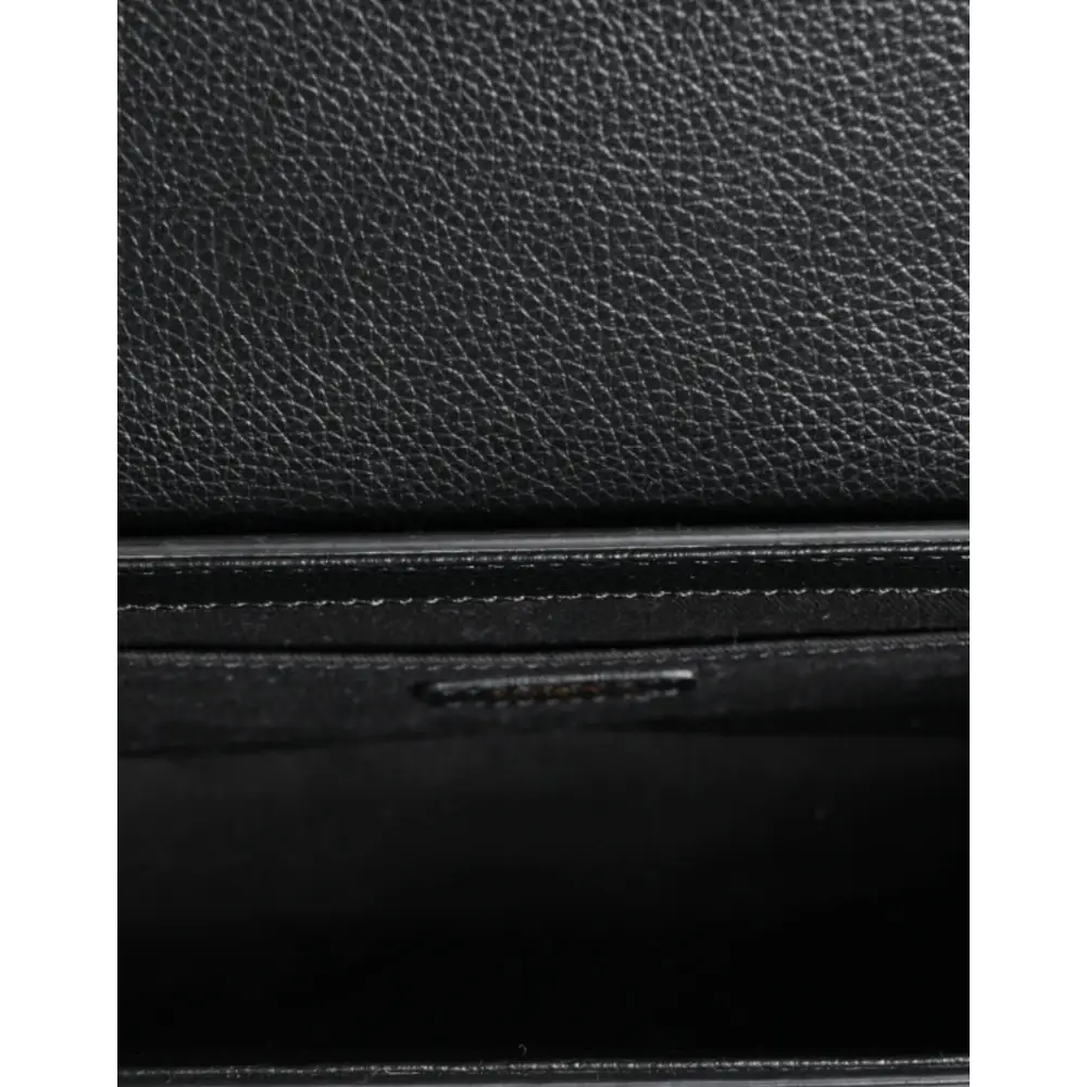 Versace Black Grainy Calf Leather Logo Crossbody Shoulder Bag