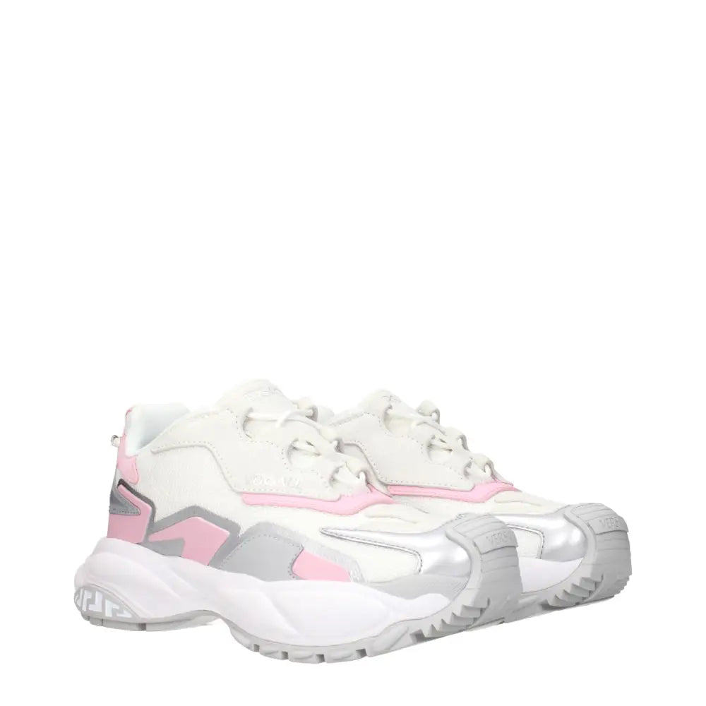 Versace Chunky Sneakers aus weißem Stoff