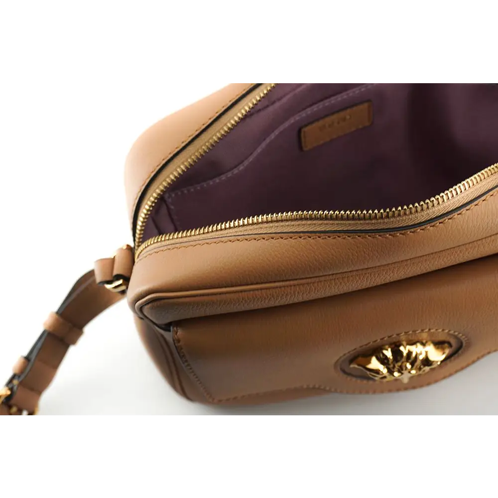 Versace Elegante braune Leder-Kameratasche Umhängetasche