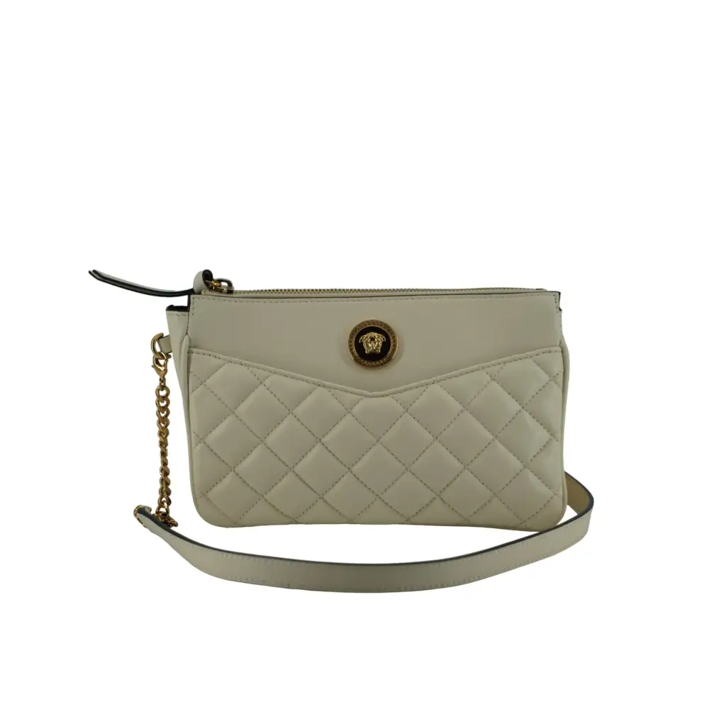 Versace Elegante Crossbody-Tasche aus weißem Lammleder