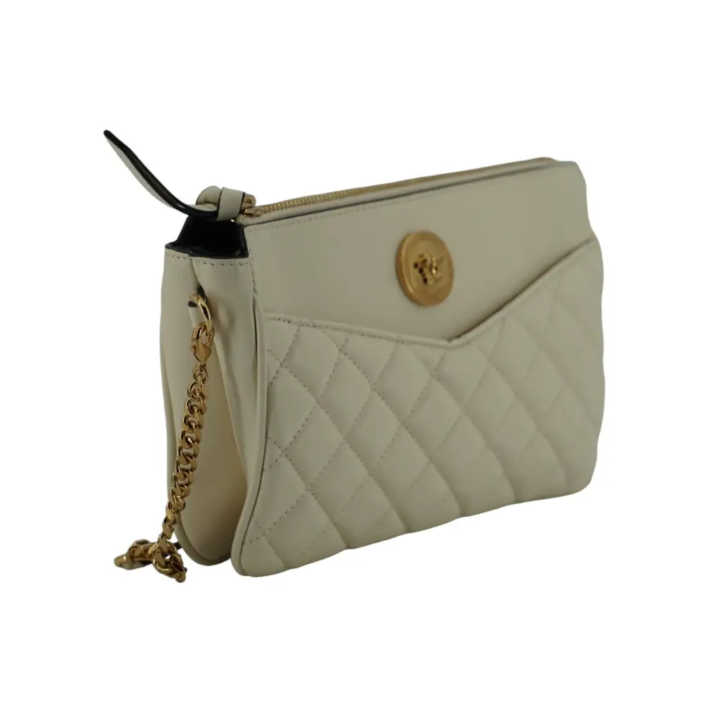 Versace Elegante Crossbody-Tasche aus weißem Lammleder