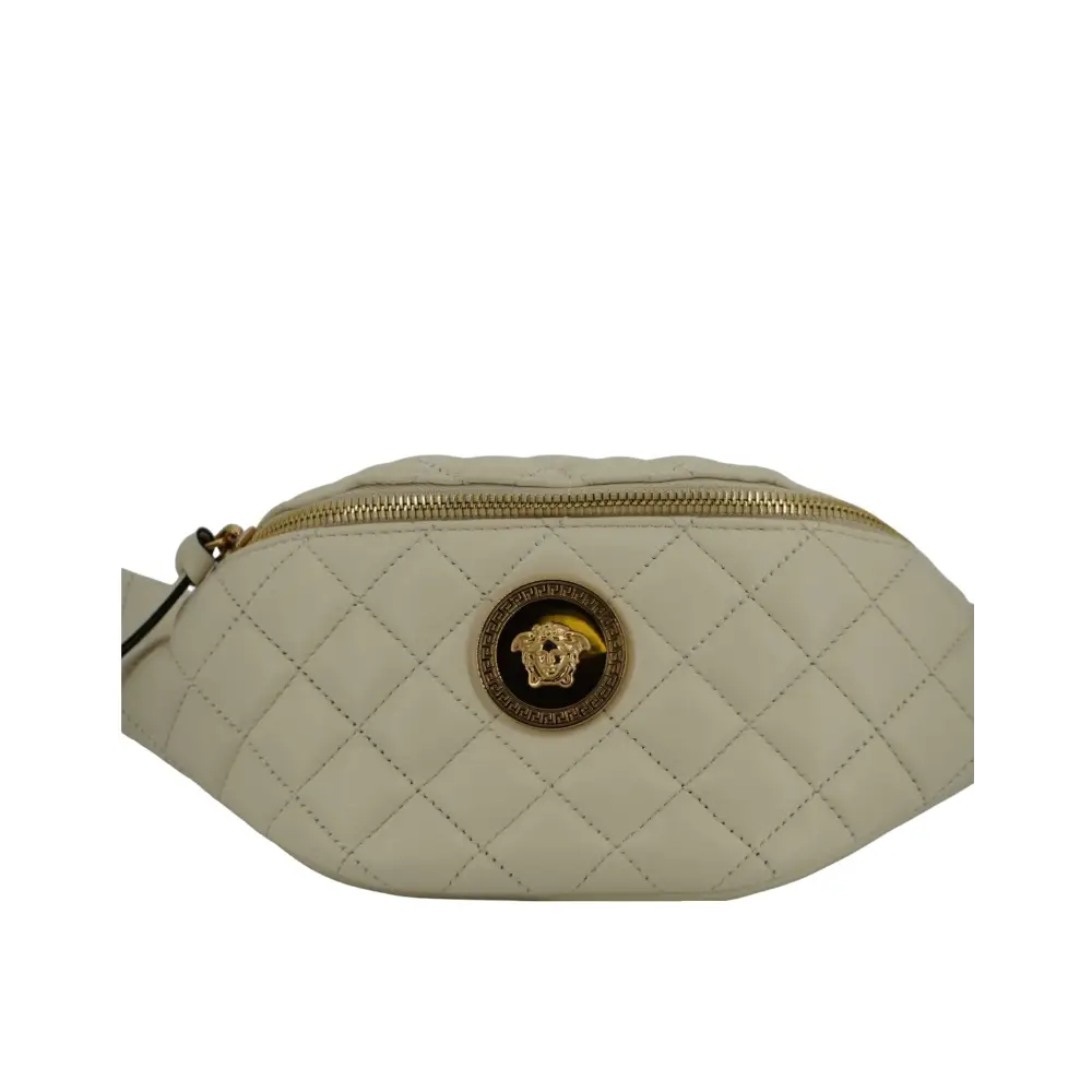 Versace Elegante Gürteltasche aus weißem Lammleder