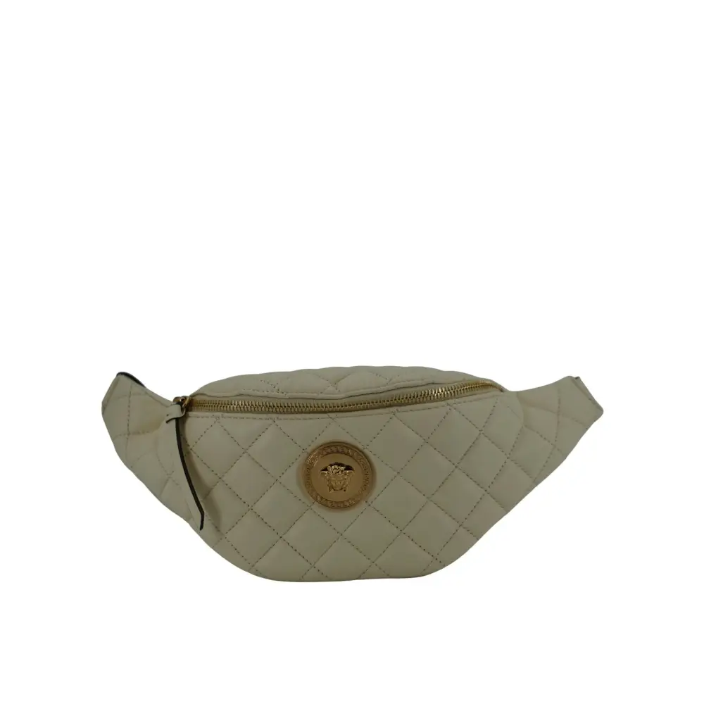 Versace Elegante Gürteltasche aus weißem Lammleder