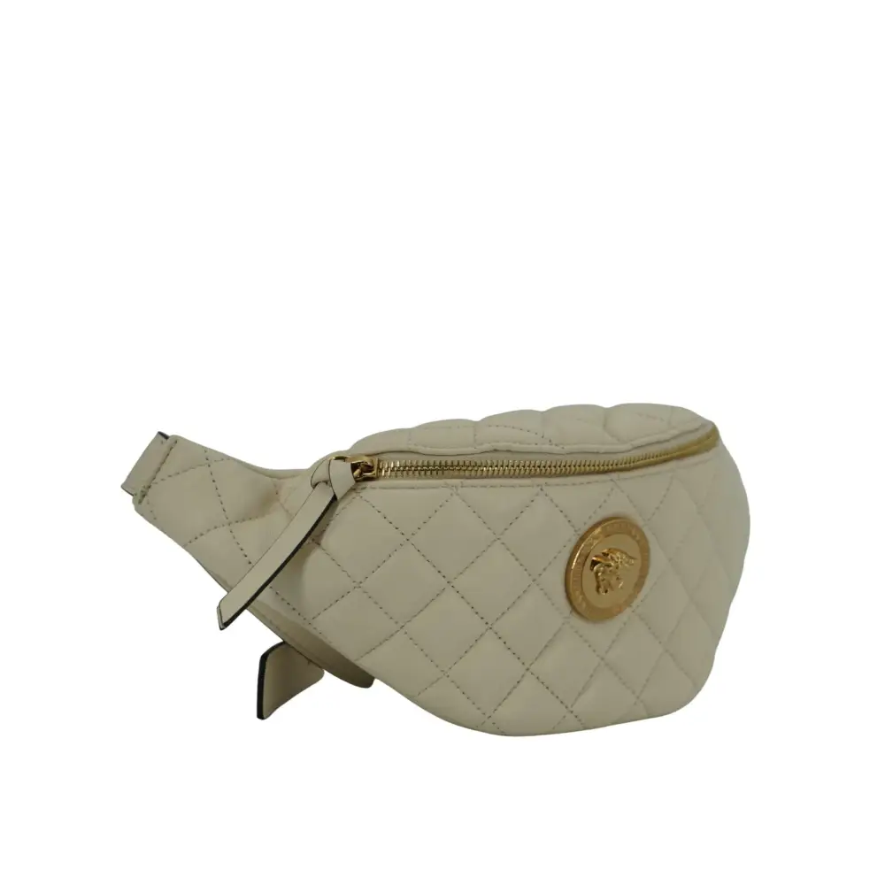 Versace Elegante Gürteltasche aus weißem Lammleder