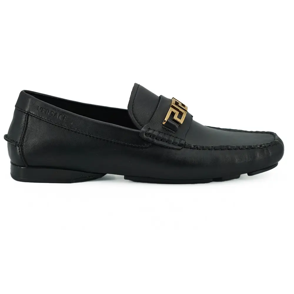 Versace Elegante Herren Loafers aus schwarzem Kalbsleder - EU39/US6