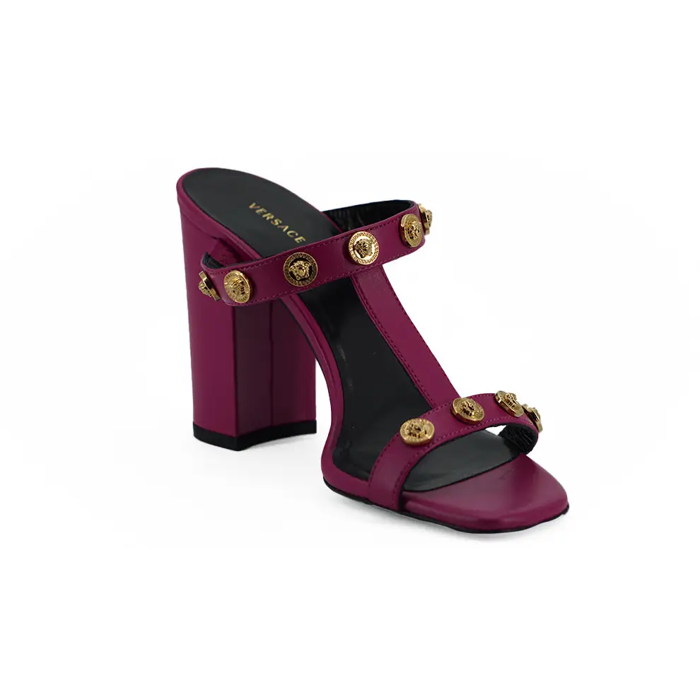 Versace Elegante hohe Sandalen aus lila Kalbsleder