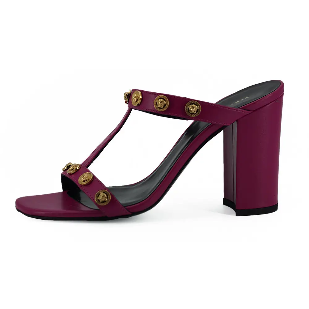 Versace Elegante hohe Sandalen aus lila Kalbsleder