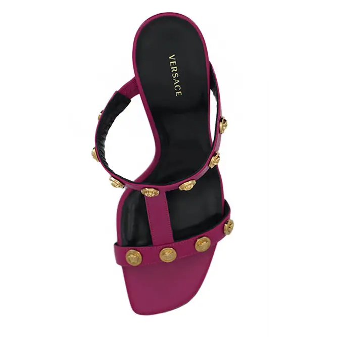 Versace Elegante hohe Sandalen aus lila Kalbsleder - EU37/US7