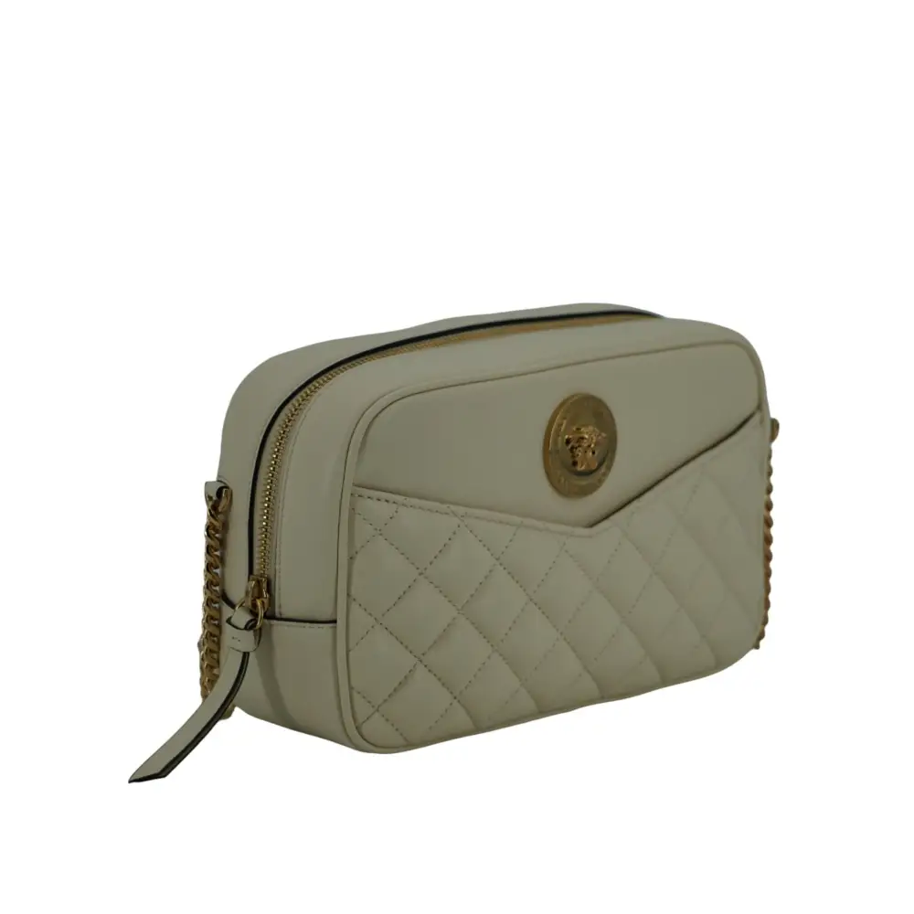 Versace Elegante Kamera-Umhängetasche aus weißem Leder
