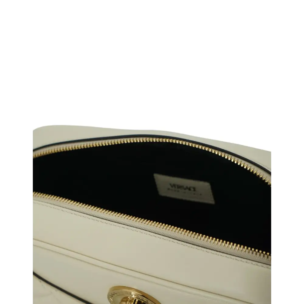 Versace Elegante Kamera-Umhängetasche aus weißem Leder