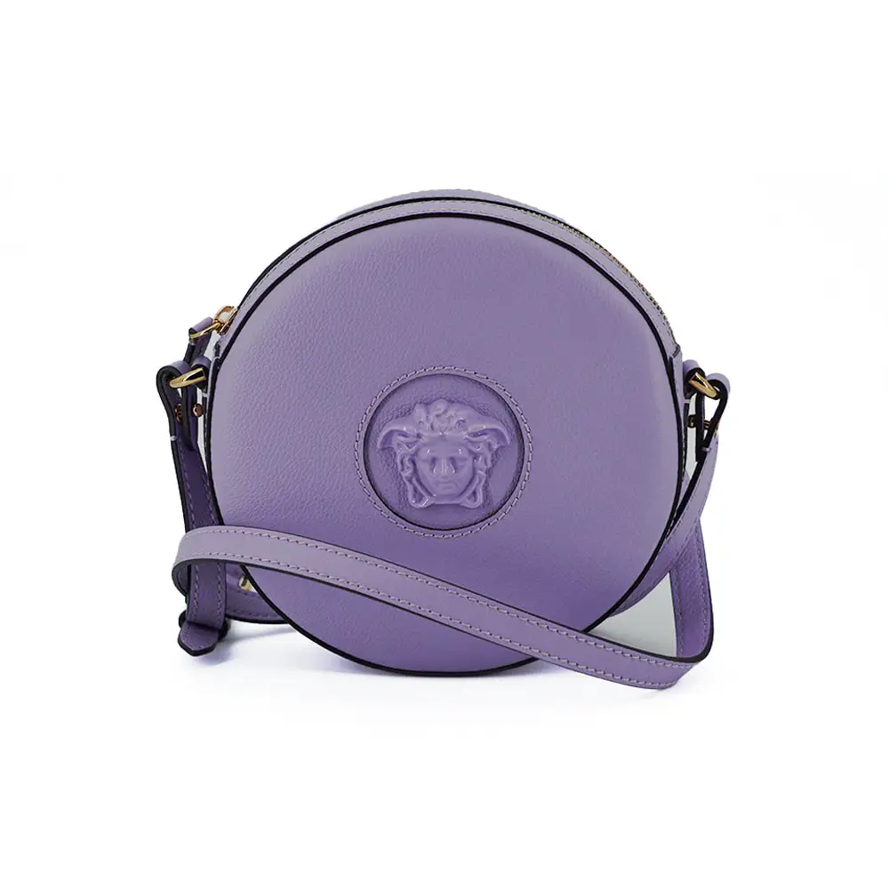 Versace Elegante lila runde Umhängetasche