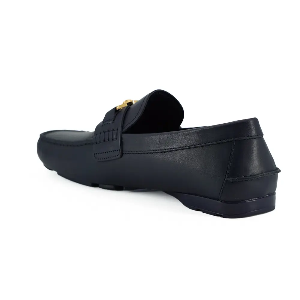 Versace Elegante marineblaue Loafers aus Kalbsleder